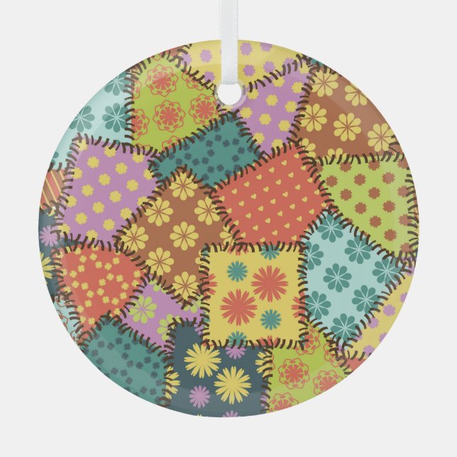 Ornement En Verre Patchwork Eclectique : Mélange Motif Diverse (Recto)