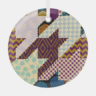 Ornement En Verre Patchwork Hounds-tooth : Armature Vintage sans joi