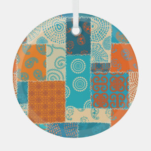 Ornement En Verre patchwork indien, arrière - plan vintage sans soud