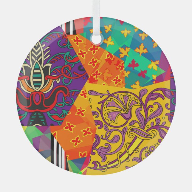Ornement En Verre Patchwork indien turc festier Mandala (Recto)