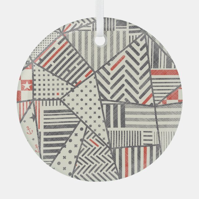 Ornement En Verre Patchwork rétro : Conception géométrique Abstraite (Recto)