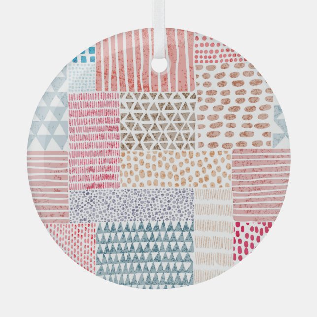 Ornement En Verre Patchwork Style mignon Motif Doodé (Recto)