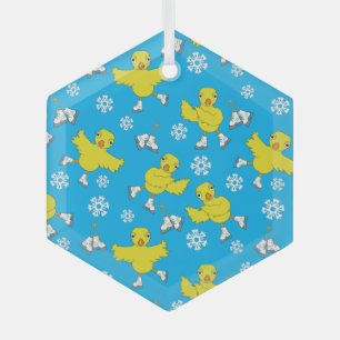 Ornement En Verre Patinage sur glace Chick Snowflake Motif
