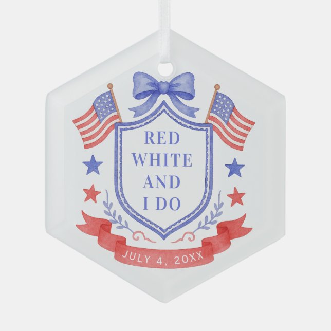 Ornement En Verre Patriotic Red White & I Do Bridal Shower (Recto)