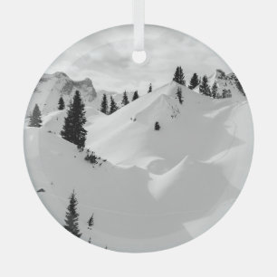 Ornement En Verre Paysage alpin : Snowy Fir Trees