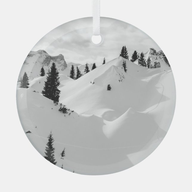 Ornement En Verre Paysage alpin : Snowy Fir Trees (Recto)