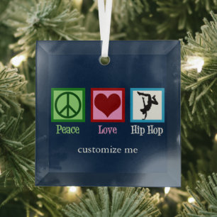 Ornement En Verre Peace Love Hip hop Custom Christmas