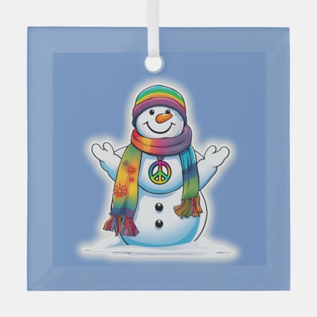 Ornement En Verre Peace Snowman (Recto)