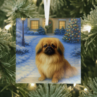 Ornement En Verre Pekingese Holiday Card