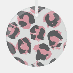 Ornement En Verre Pelure de léopard : Texture rose noire