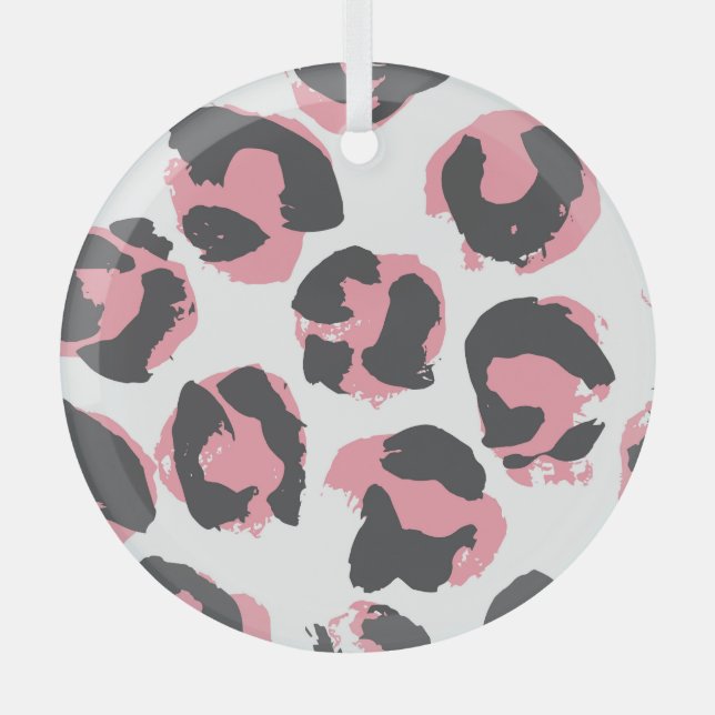 Ornement En Verre Pelure de léopard : Texture rose noire (Recto)