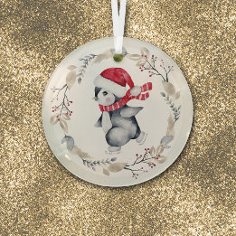 Ornement En Verre Penguin de patinage sur glace en Wreath d'hiver