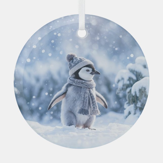 Ornement En Verre Penguin in the Snow Cute Christmas (Recto)