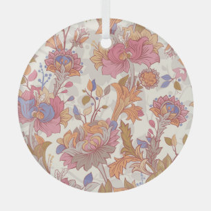 Ornement En Verre Peonies décoratives : motif floral coloré.