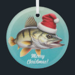 Ornement En Verre Perche d'eau douce à Santa Hat Noël<br><div class="desc">Cette perche amusante dans un modèle de chapeau de Père Noël réchauffera le coeur des pêcheurs partout.</div>