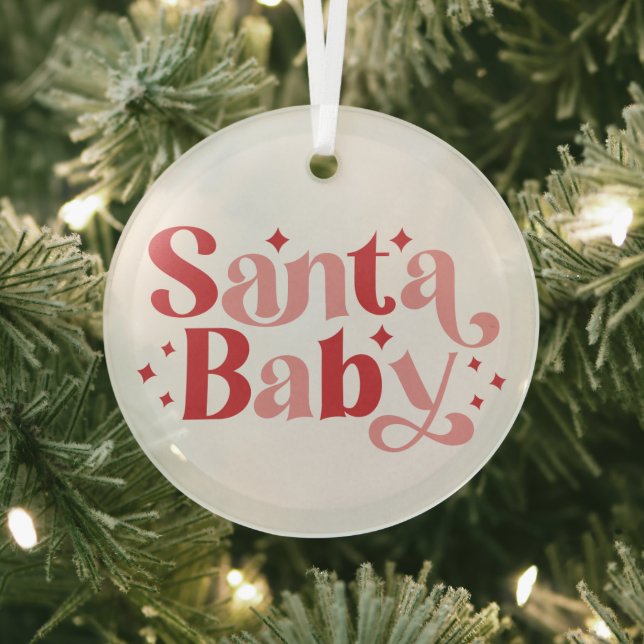Ornement En Verre Père Noël Baby - Typographie de Noël rétro (Insitu)
