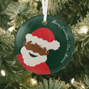 Ornement En Verre Père Noël Nom de la peau Brown Année Joyeux No