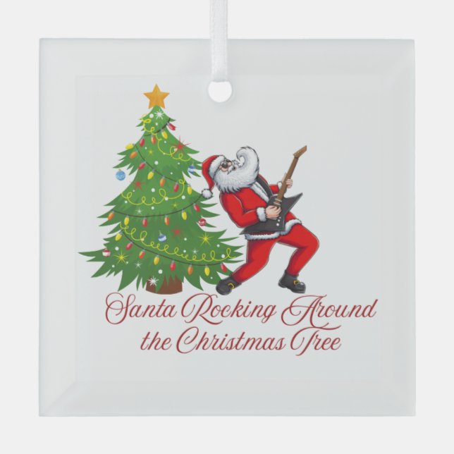 Ornement En Verre Père Noël serpentant autour de l'arbre de Noël sur (Recto)