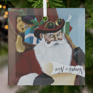 Ornement En Verre Père Noël Steampunk Victorien Fantaisie Art Noël