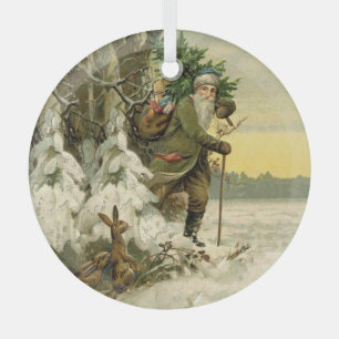 Ornement En Verre Père Noël vintage Noël victorien vacances Arbre 