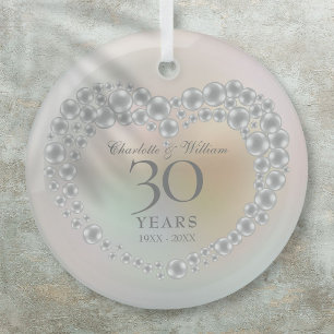 Ornement En Verre Perle élégante 30e anniversaire de mariage