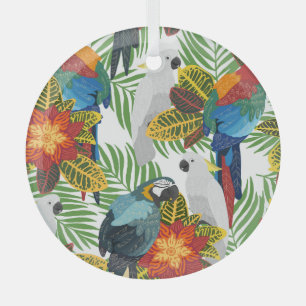 Ornement En Verre Perroquets tropicaux, motif vintage sans soudure.