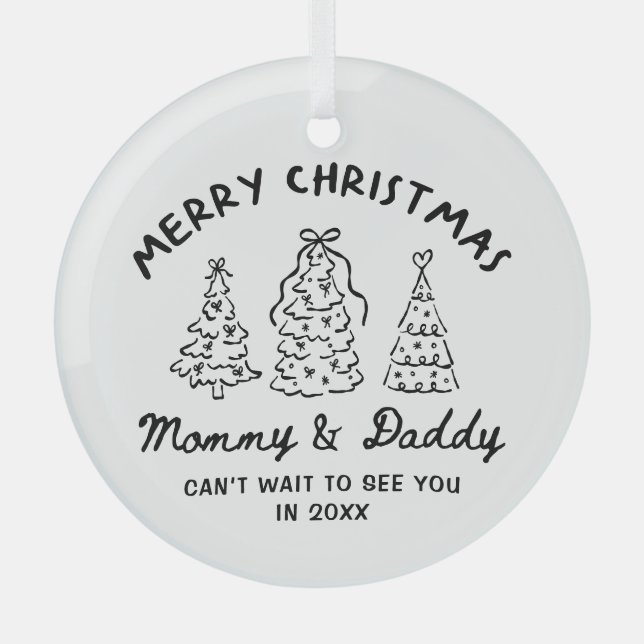 Ornement En Verre Personalized Whimsical Baby Announcement Ornament (Recto)