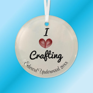 Ornement En Verre Personnalisable 'I heart Crafting' Keepsaké