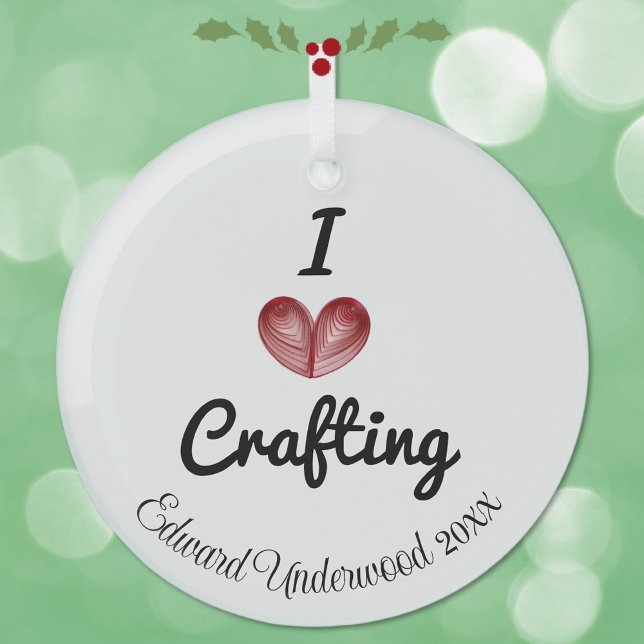 Ornement En Verre Personnalisable 'I heart Crafting' Keepsaké (Créateur téléchargé)