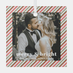 Ornement En Verre Personnalisé Simple élégant Cute couple photo Xmas