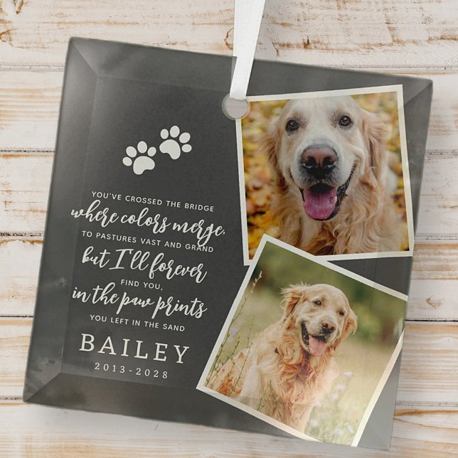 Ornement En Verre Pet Memorial Modern Simple Chic Poème Photo (Créateur téléchargé)