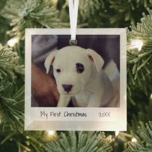 Ornement En Verre Pet photo minimaliste premier Noël