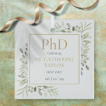 Ornement En Verre Phd Degree Aquarelle Vert Keepsaké<br><div class="desc">Doté de délicats feuilles de verdure aquarelle,  cet ornement chic pour gardiens de diplômes Phd peut être personnalisé avec votre nom de grade,  sujet et date de graduation. Conçu par Thisisnotme©</div>