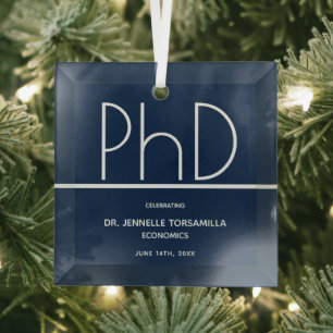 Ornement En Verre PhD degree Blue Keepsake Graduation