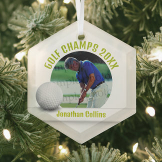 Ornement En Verre Photo du joueur de golf | Golf Champs 20XX