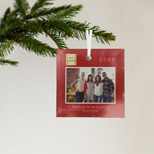 Ornement En Verre Photo du logo de l'entreprise commerciale merci ro