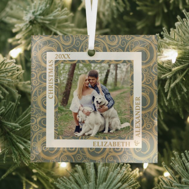 Ornement En Verre Photo Gold Swirls (Insitu)