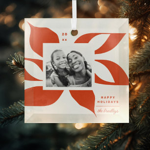 Ornement En Verre Photo Graphic Poinsettia