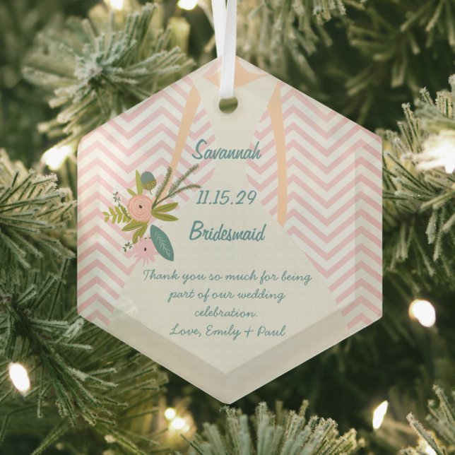 Ornement En Verre Photo Mariage Gown Bridesmaid Keepsaké Cadeau (Insitu)