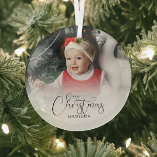 Ornement En Verre Photo personnalisé Sapin de Noël