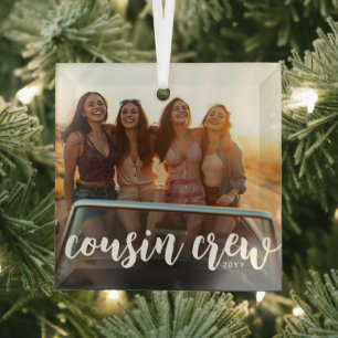 Ornement En Verre Photo personnalisée et année Équipage de cousins P