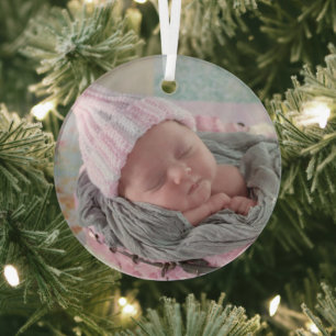 Ornement En Verre Photo personnalisée pour bébé