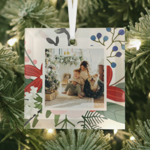 Ornement En Verre Photo personnalisée pour Noël