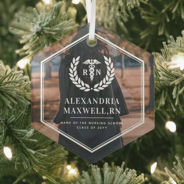 Ornement En Verre Photo personnalisée RN École de soins infirmiers (Insitu)