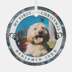 Ornement En Verre Photo pour animaux Mon premier Noël