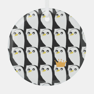 Ornement En Verre Pingouin comique : noir blanc Vintage