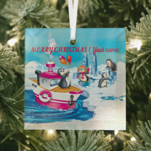 Ornement En Verre pingouins en Antarctique