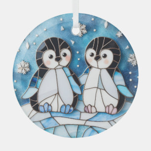 Ornement En Verre Pingouins en verre tendu