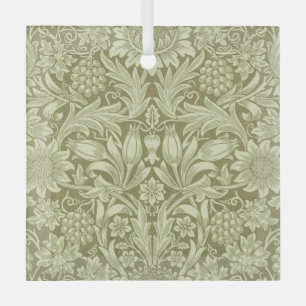 Ornement En Verre Pissenlit de William Morris Damassé Vintage Olive