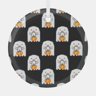 Ornement En Verre Pixel art fantôme : Halloween motif